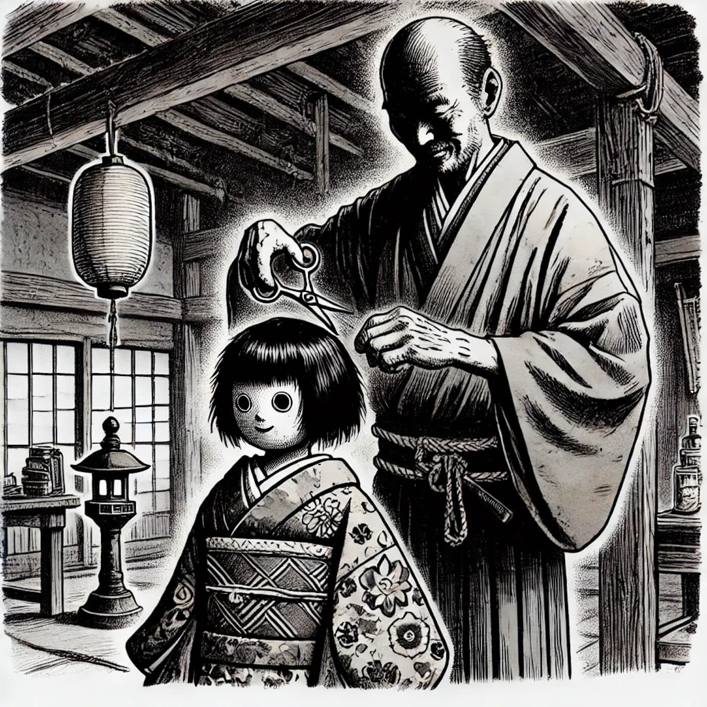 okiku_doll_cutting_hair